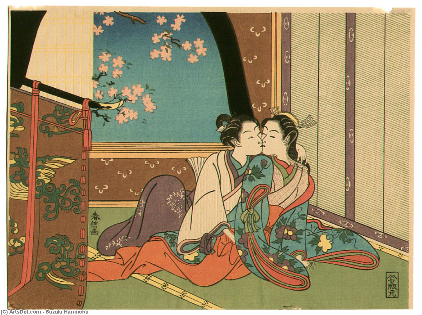 Wikioo.org – La Enciclopedia de las Bellas Artes - Pintura, Obras de arte de Suzuki Harunobu - beso