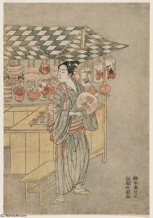 Wikioo.org - The Encyclopedia of Fine Arts - Painting, Artwork by Suzuki Harunobu - Lantern Vender