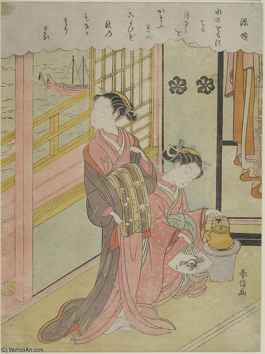 Wikioo.org - สารานุกรมวิจิตรศิลป์ - จิตรกรรม Suzuki Harunobu - Looking At Edo Bay