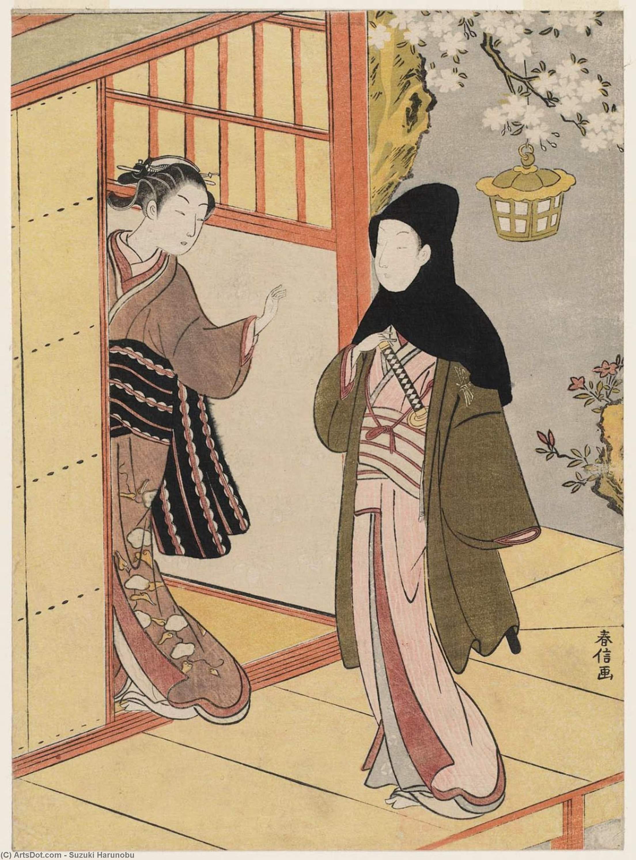 WikiOO.org - Енциклопедия за изящни изкуства - Живопис, Произведения на изкуството Suzuki Harunobu - Lovers Meeting On A Spring Evening