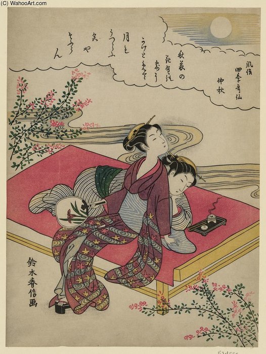 Wikioo.org - The Encyclopedia of Fine Arts - Painting, Artwork by Suzuki Harunobu - Mid-autumn