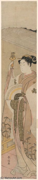WikiOO.org - אנציקלופדיה לאמנויות יפות - ציור, יצירות אמנות Suzuki Harunobu - Miko Dancing At A Shrine