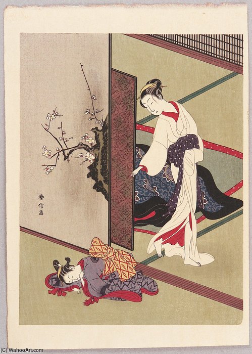 Wikioo.org - The Encyclopedia of Fine Arts - Painting, Artwork by Suzuki Harunobu - Mother And Daughter