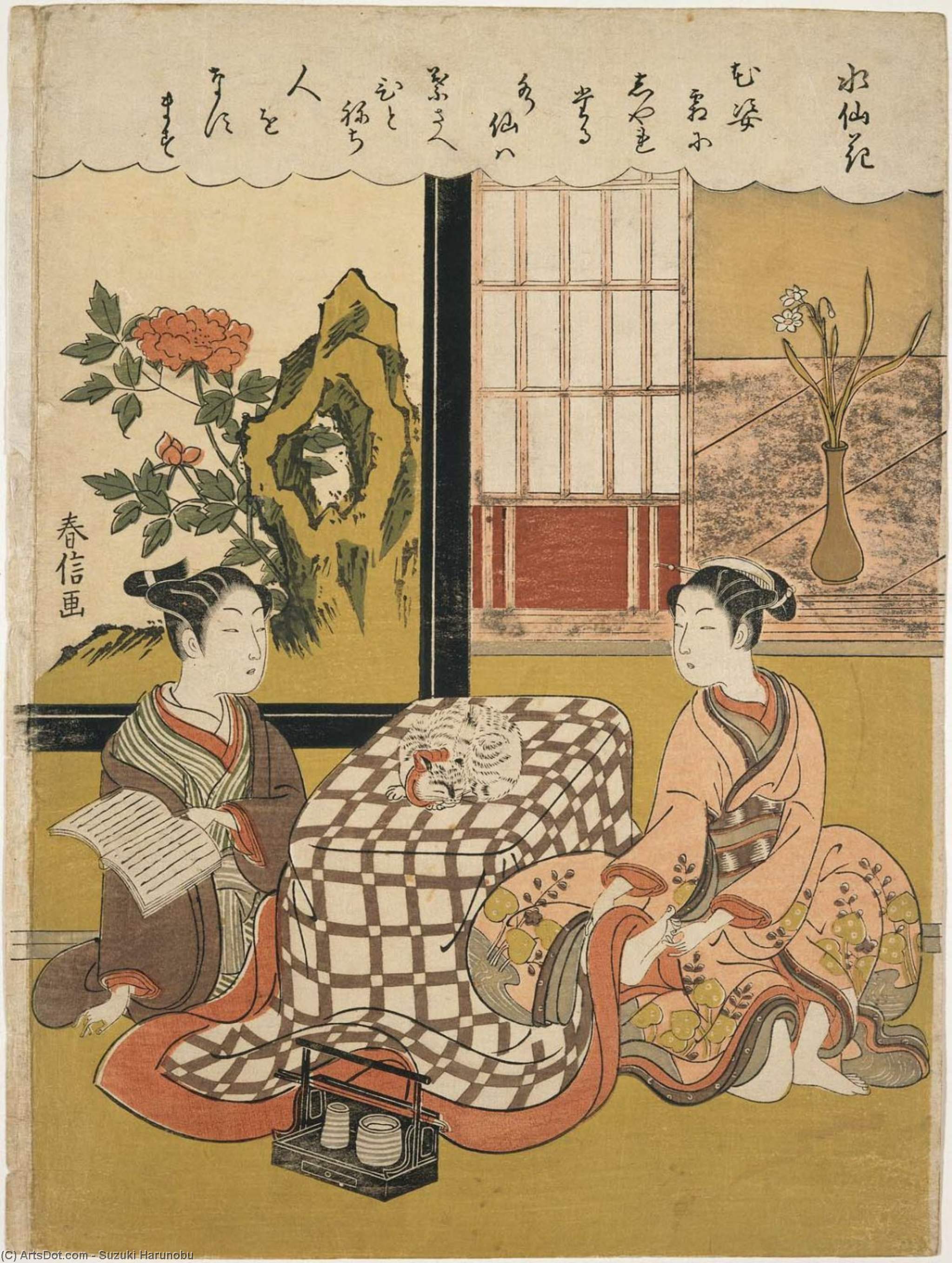 Wikioo.org - The Encyclopedia of Fine Arts - Painting, Artwork by Suzuki Harunobu - Narcissus (suisenka)