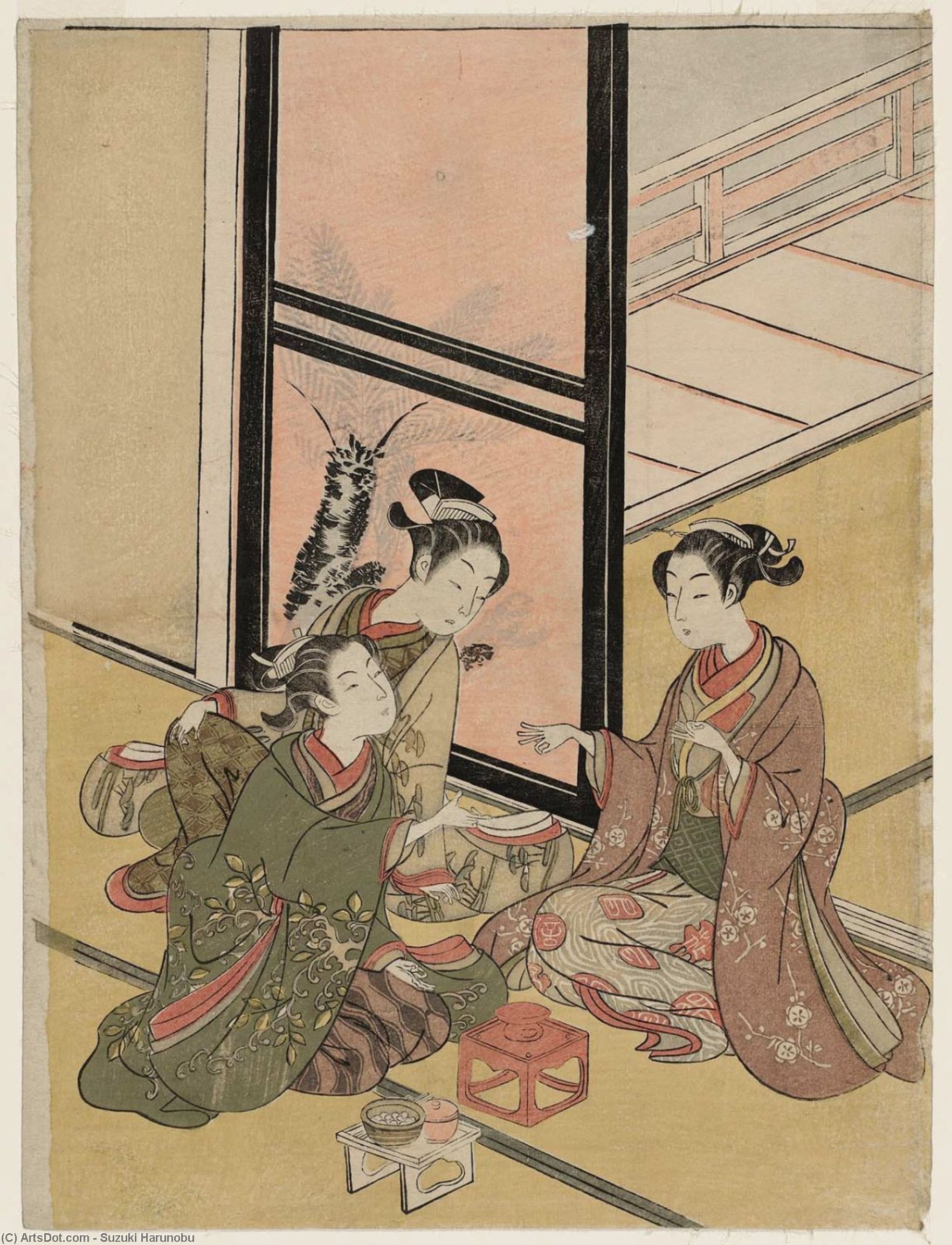 WikiOO.org - دایره المعارف هنرهای زیبا - نقاشی، آثار هنری Suzuki Harunobu - Playing The Game Of Ken