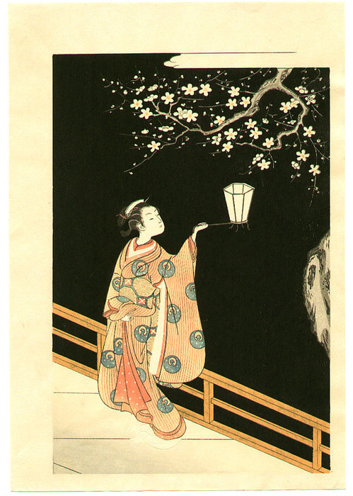 WikiOO.org - Encyclopedia of Fine Arts - Schilderen, Artwork Suzuki Harunobu - Plum At Night