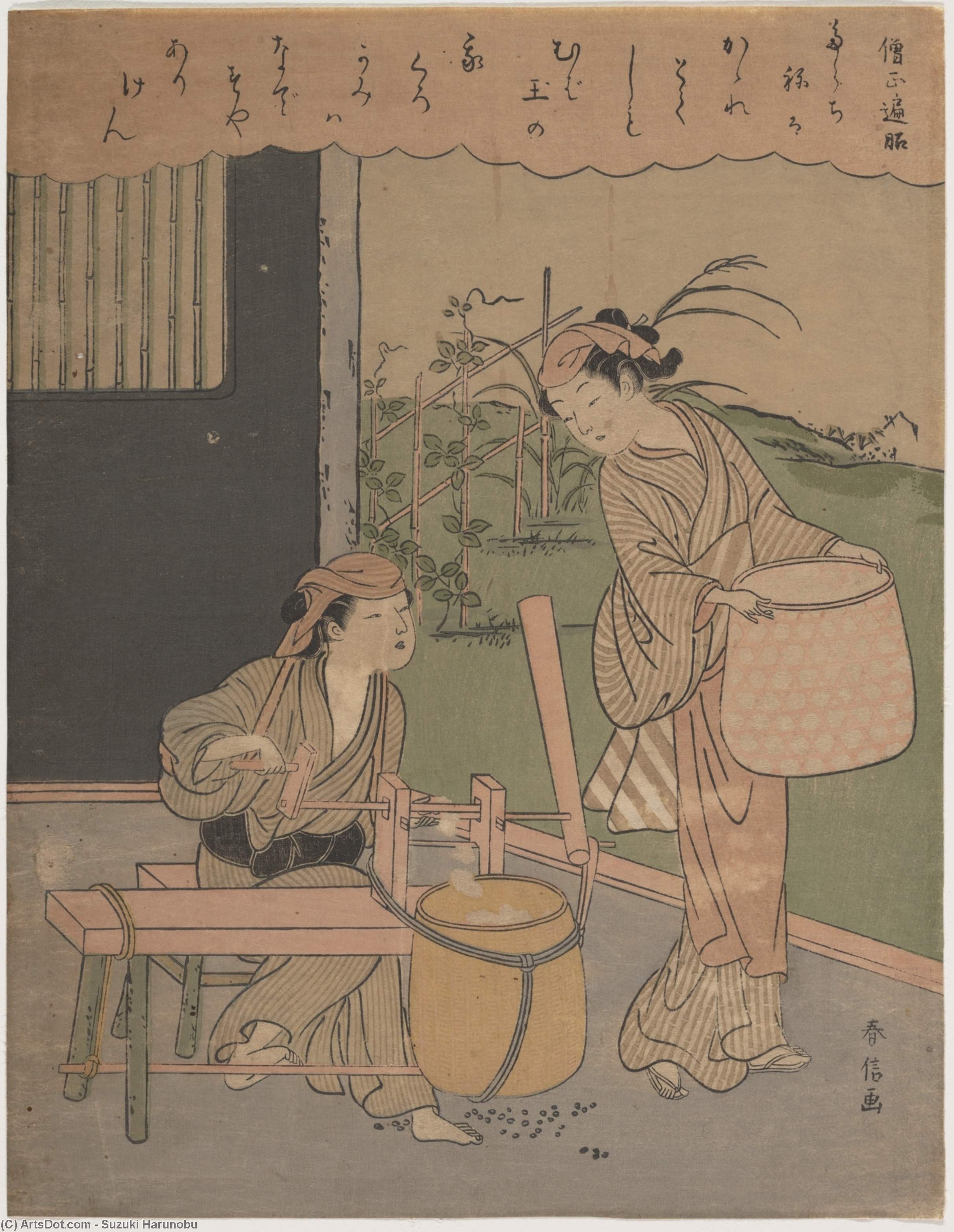 Wikioo.org - The Encyclopedia of Fine Arts - Painting, Artwork by Suzuki Harunobu - Poem By Henjô Sojô