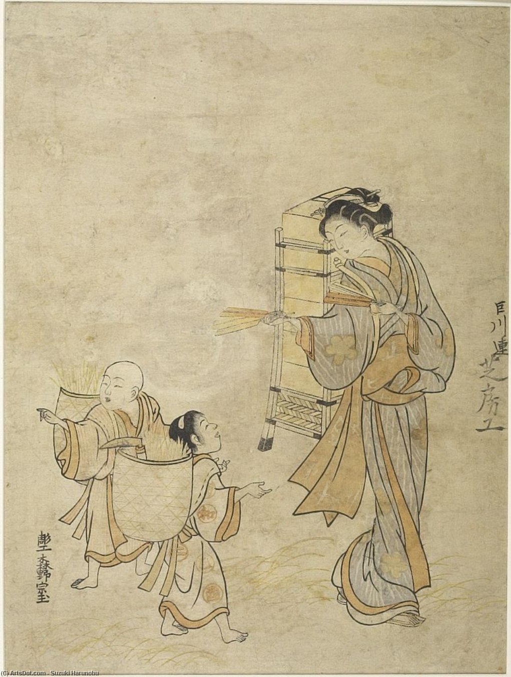 Wikioo.org - The Encyclopedia of Fine Arts - Painting, Artwork by Suzuki Harunobu - Selling Fans