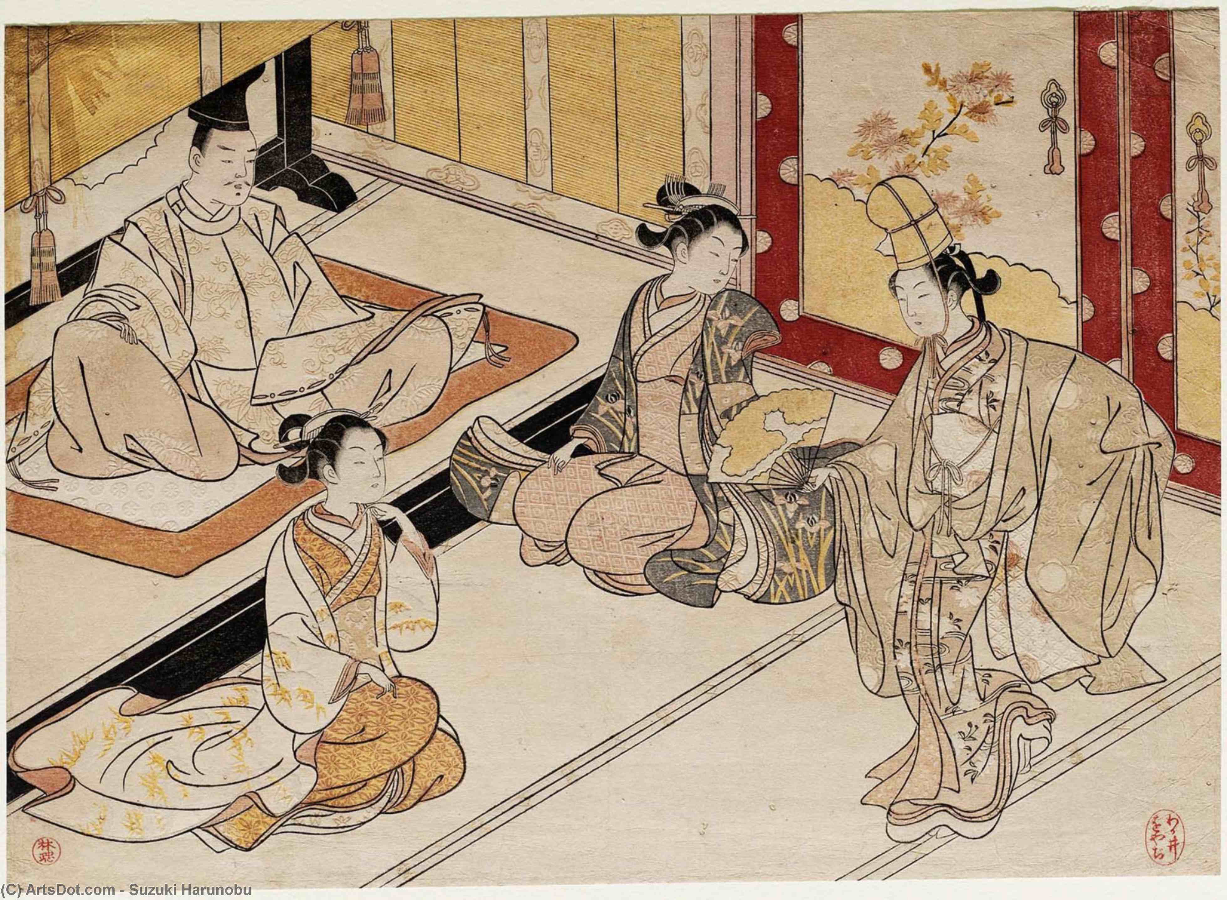 WikiOO.org - Encyclopedia of Fine Arts - Malba, Artwork Suzuki Harunobu - Shizuka Gozen Dancing For Yoritomo