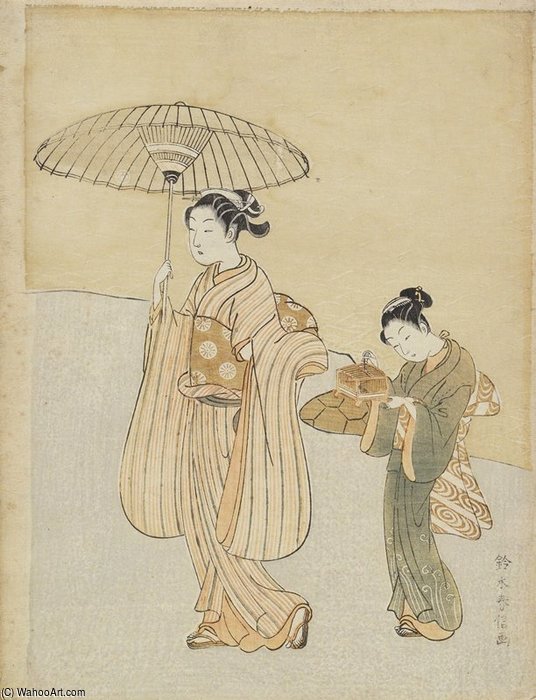 WikiOO.org - Encyclopedia of Fine Arts - Målning, konstverk Suzuki Harunobu - Singing-cricket Cage