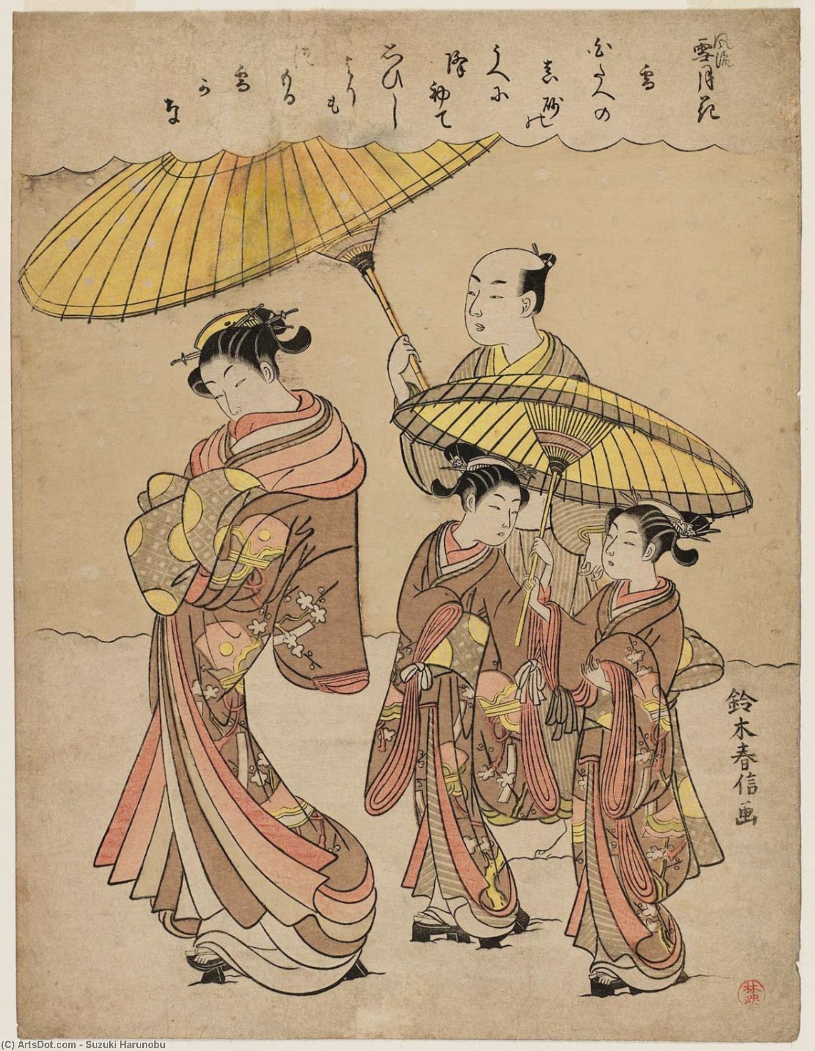WikiOO.org - Encyclopedia of Fine Arts - Maľba, Artwork Suzuki Harunobu - Snow (yuki)