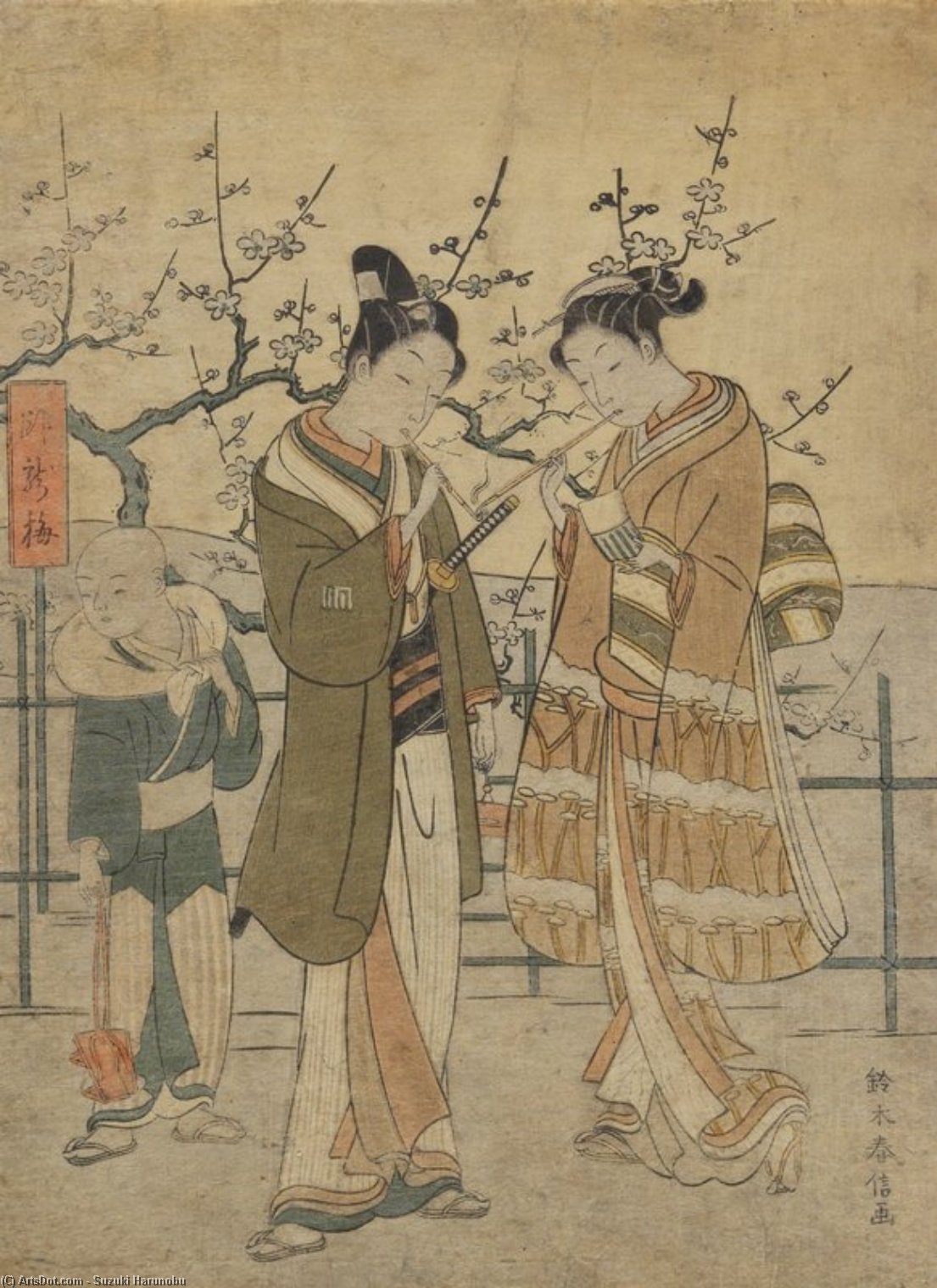 Wikioo.org – La Enciclopedia de las Bellas Artes - Pintura, Obras de arte de Suzuki Harunobu - extensión Ciruela  tronco
