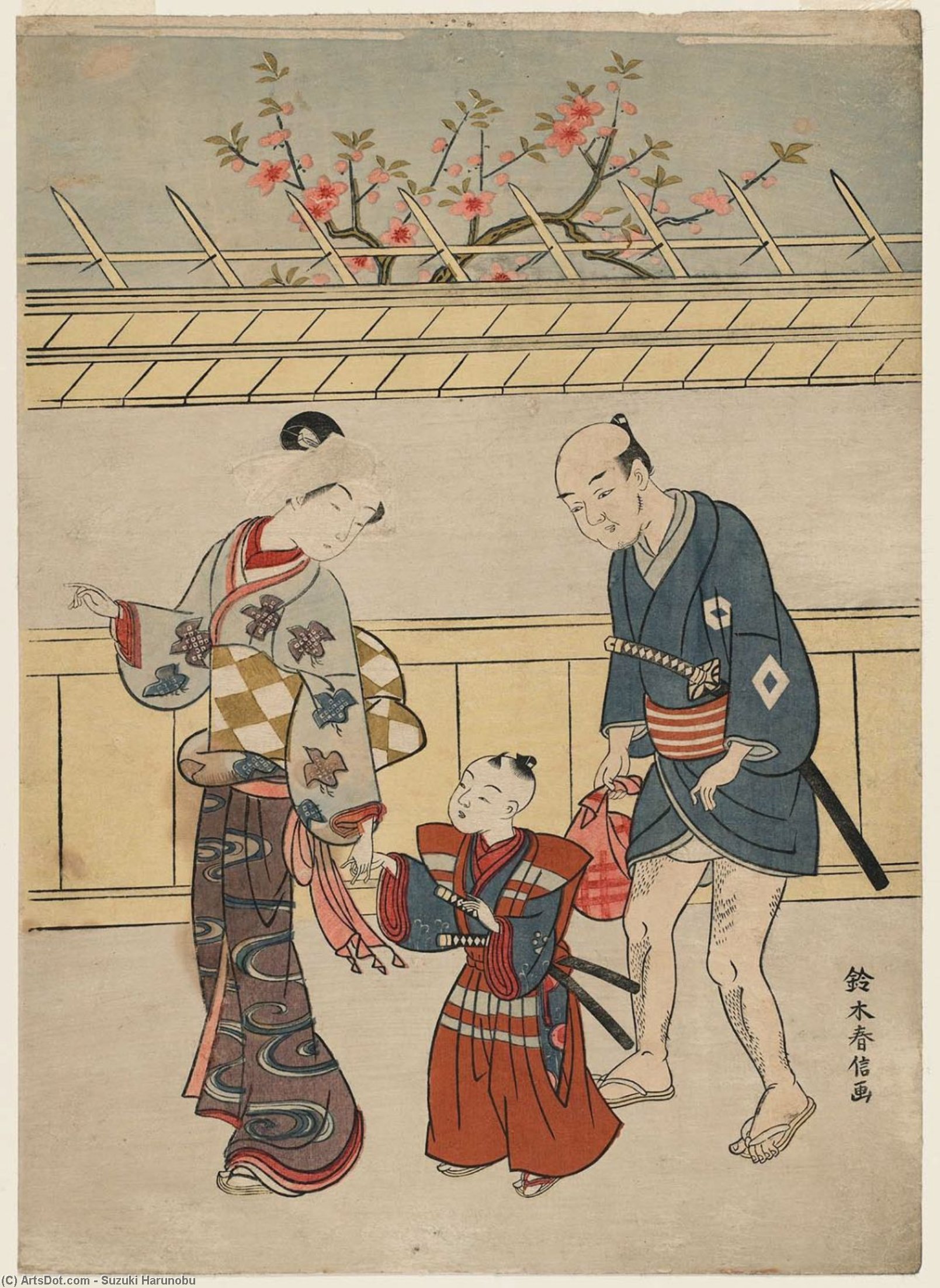 WikiOO.org - Enciklopedija dailės - Tapyba, meno kuriniai Suzuki Harunobu - Taking A Five-year-old Boy To Visit A Shrine