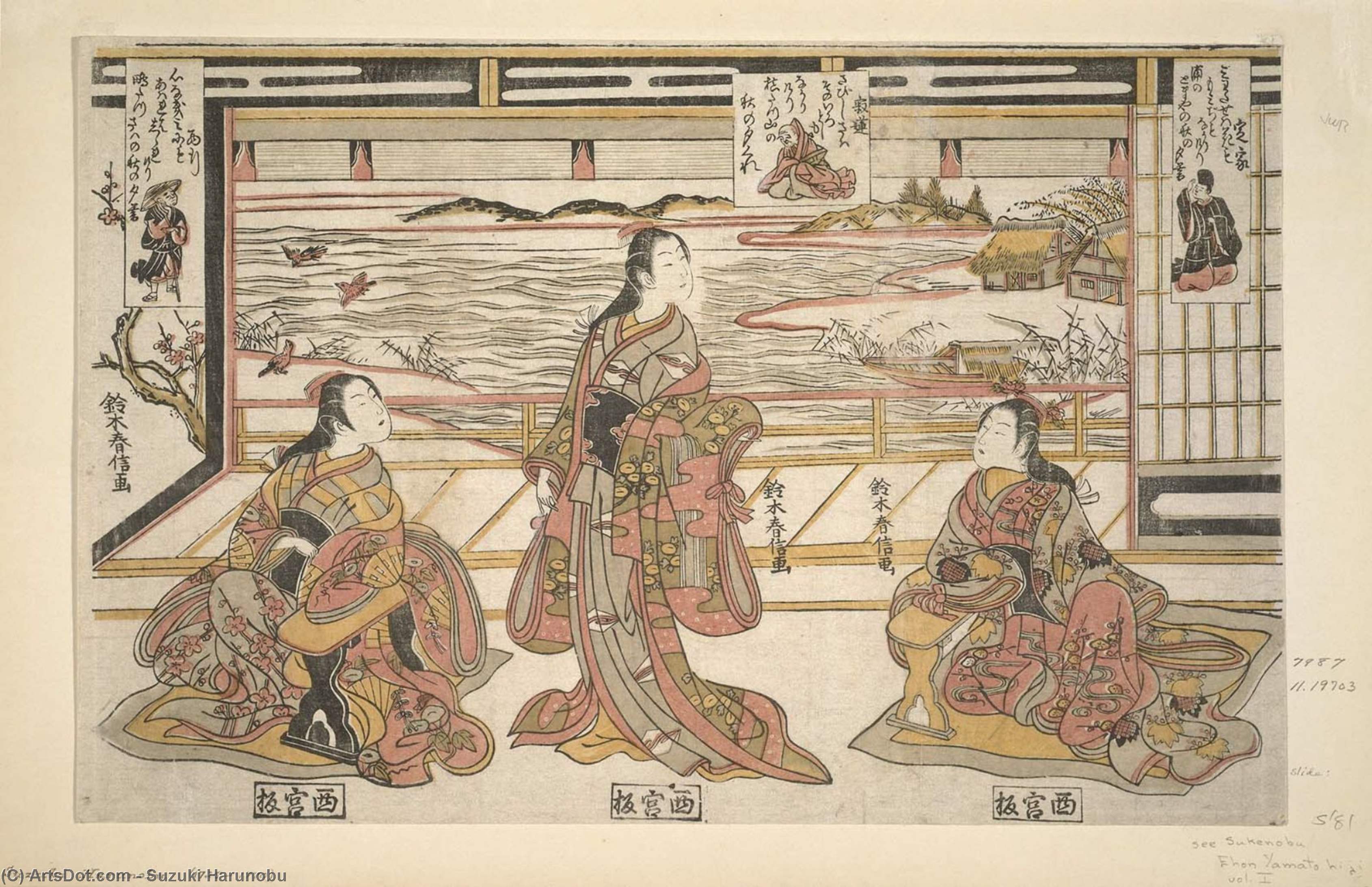 WikiOO.org - 百科事典 - 絵画、アートワーク Suzuki Harunobu - 定家 , 寂蓮 , そして、西行
