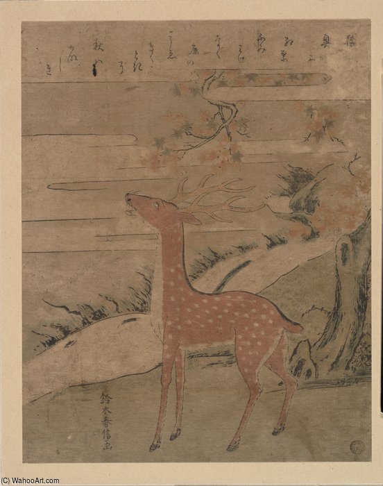 Wikioo.org - The Encyclopedia of Fine Arts - Painting, Artwork by Suzuki Harunobu - The Cry Of The Stag
