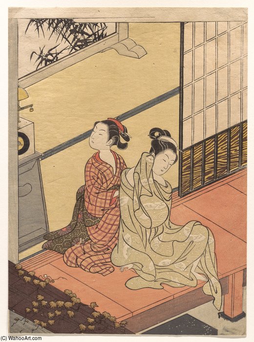 WikiOO.org - Encyclopedia of Fine Arts - Festés, Grafika Suzuki Harunobu - The Evening Chime Of The Clock