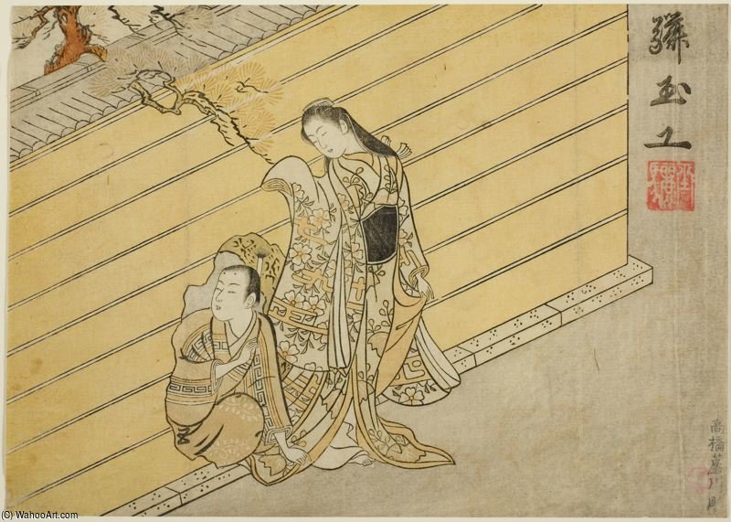 Wikioo.org - The Encyclopedia of Fine Arts - Painting, Artwork by Suzuki Harunobu - The Hole In The Wall