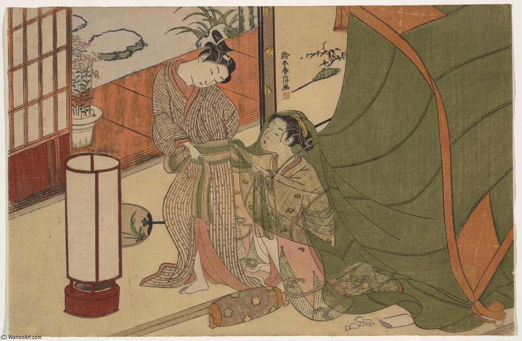 WikiOO.org - Encyclopedia of Fine Arts - Malba, Artwork Suzuki Harunobu - The Morning After