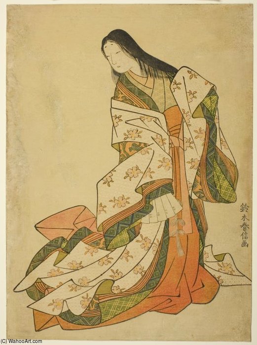 Wikioo.org - The Encyclopedia of Fine Arts - Painting, Artwork by Suzuki Harunobu - The Poetess Ono No Komachi