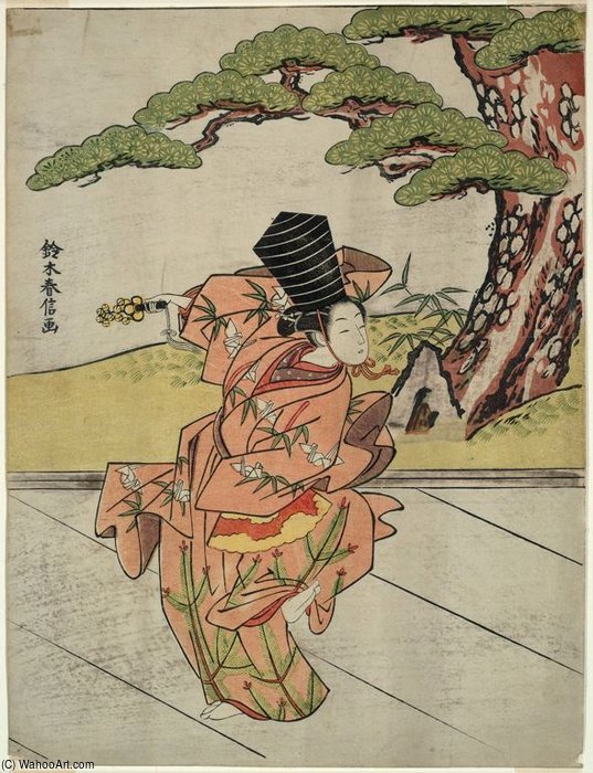 WikiOO.org - 백과 사전 - 회화, 삽화 Suzuki Harunobu - The Sanbaso Dancer