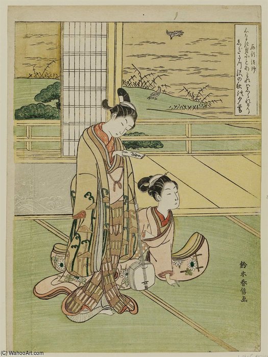 Wikioo.org - The Encyclopedia of Fine Arts - Painting, Artwork by Suzuki Harunobu - Three Evening