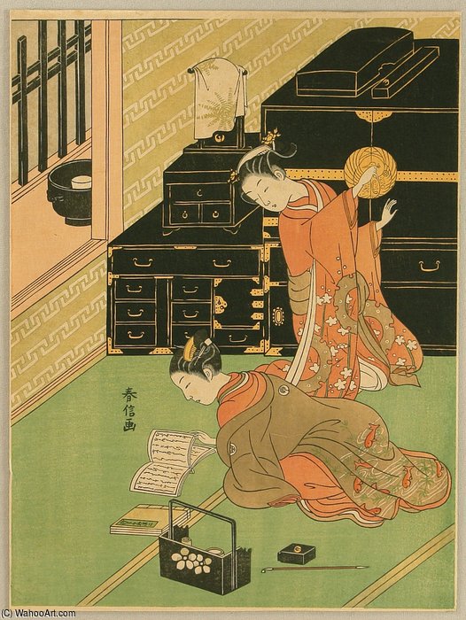 WikiOO.org - Encyclopedia of Fine Arts - Maľba, Artwork Suzuki Harunobu - Two Girls