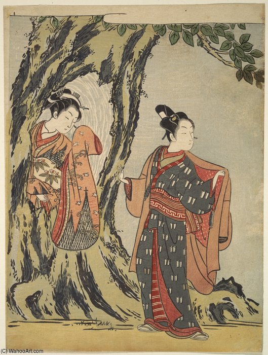 WikiOO.org - Encyclopedia of Fine Arts - Schilderen, Artwork Suzuki Harunobu - Two Young People