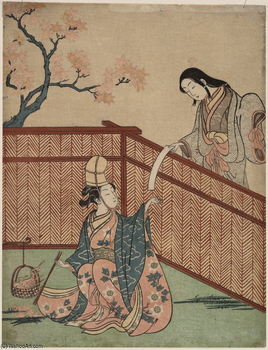 WikiOO.org – 美術百科全書 - 繪畫，作品 Suzuki Harunobu - 温补为了通过枫叶火