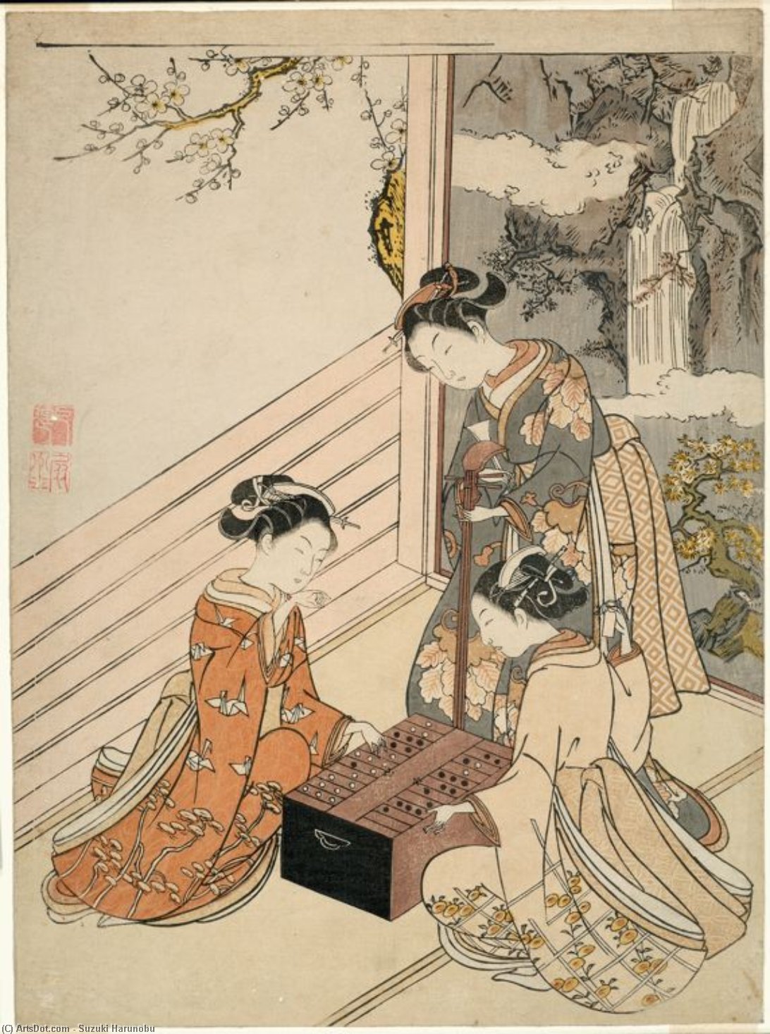WikiOO.org - Encyclopedia of Fine Arts - Maľba, Artwork Suzuki Harunobu - Watching The Game