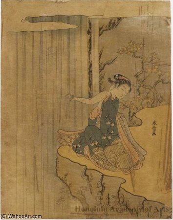 WikiOO.org - Encyclopedia of Fine Arts - Schilderen, Artwork Suzuki Harunobu - Waterfall