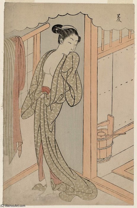 WikiOO.org - Encyclopedia of Fine Arts - Maľba, Artwork Suzuki Harunobu - Woman In A Bathhouse