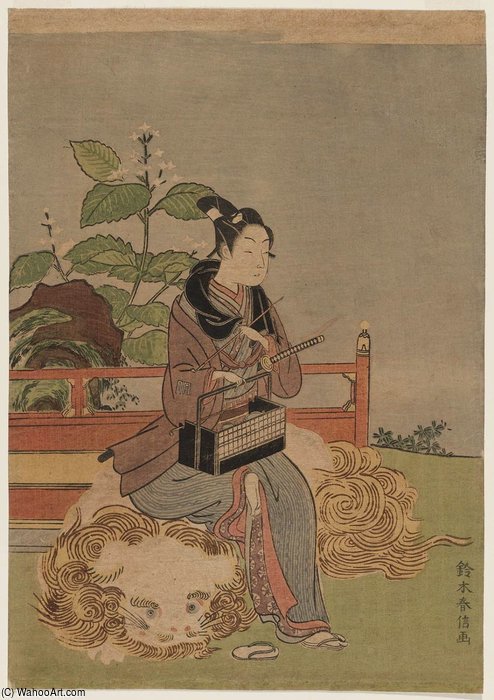 Wikioo.org – L'Enciclopedia delle Belle Arti - Pittura, Opere di Suzuki Harunobu - Giovane come Il Bodhisattva Monju