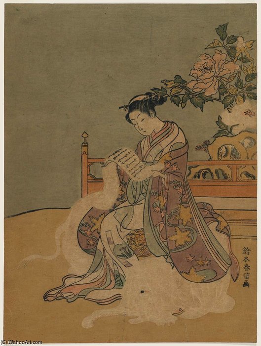 Wikioo.org - Bách khoa toàn thư về mỹ thuật - Vẽ tranh, Tác phẩm nghệ thuật Suzuki Harunobu - Young Woman As The Bodhisattva Fugen