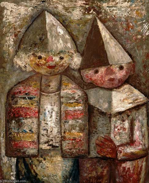 Wikioo.org - The Encyclopedia of Fine Arts - Painting, Artwork by Tadeusz Makowski - A Little Girl And A Little Boy