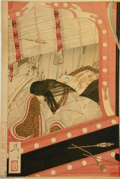 WikiOO.org - Encyclopedia of Fine Arts - Maľba, Artwork Tsukioka Yoshitoshi - A Woman Being Shot
