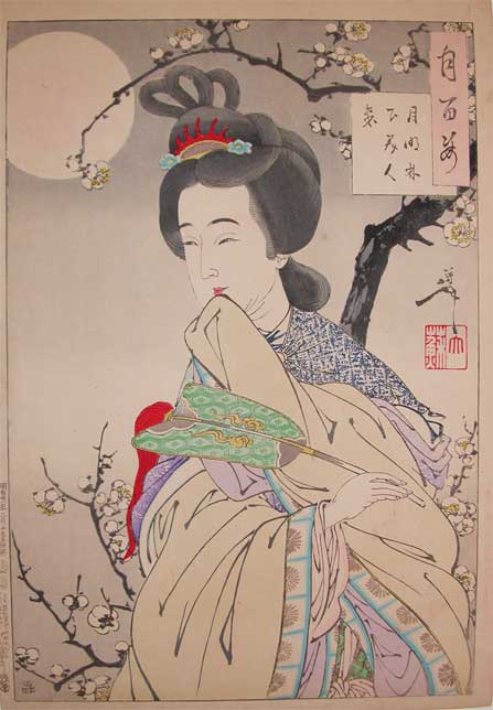 WikiOO.org - Encyclopedia of Fine Arts - Maalaus, taideteos Tsukioka Yoshitoshi - Chinese Beauty In The Moonlight