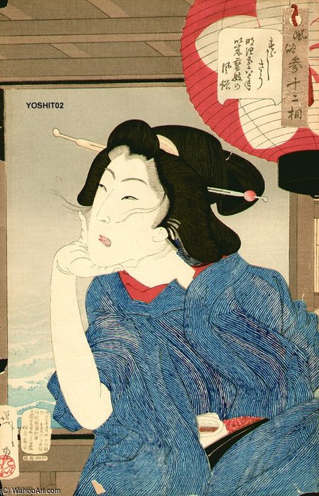 Wikioo.org - The Encyclopedia of Fine Arts - Painting, Artwork by Tsukioka Yoshitoshi - Cool, Geisha In Meiji Period
