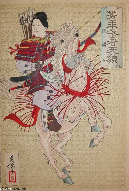 WikiOO.org - Εγκυκλοπαίδεια Καλών Τεχνών - Ζωγραφική, έργα τέχνης Tsukioka Yoshitoshi - Female Warrior Hangaku Gozen