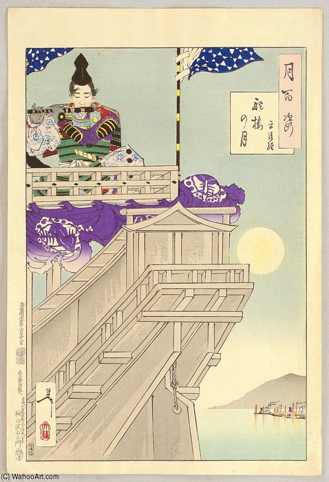 Wikioo.org – L'Enciclopedia delle Belle Arti - Pittura, Opere di Tsukioka Yoshitoshi - Flauto Al timone di una barca