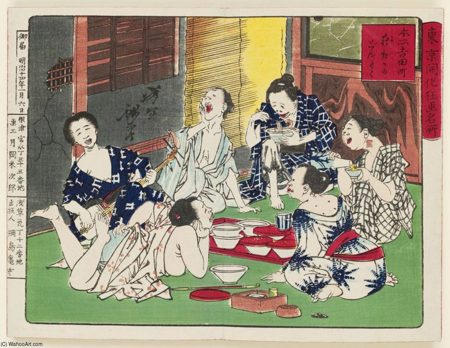 Wikioo.org – L'Enciclopedia delle Belle Arti - Pittura, Opere di Tsukioka Yoshitoshi - Umorismo Immagini della vita moderna A Tokyo