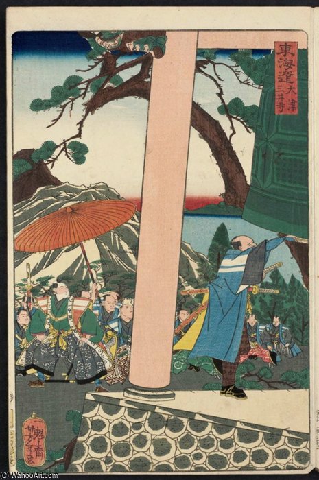 Wikioo.org - The Encyclopedia of Fine Arts - Painting, Artwork by Tsukioka Yoshitoshi - Miidera Temple In Ôtsu