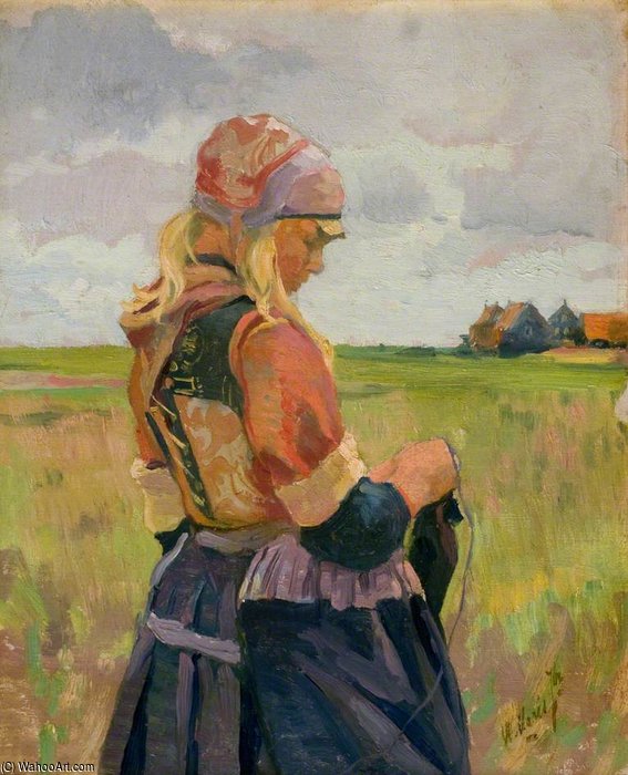 WikiOO.org - Enciklopedija dailės - Tapyba, meno kuriniai Willem Maris - Young Girl In A Landscape