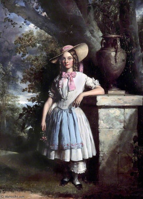 WikiOO.org - Encyclopedia of Fine Arts - Maleri, Artwork William Daniels - A Girl Standing By A Pedestal