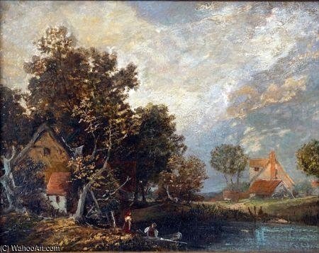WikiOO.org - Güzel Sanatlar Ansiklopedisi - Resim, Resimler John Paul - Anglers By A Riverbank