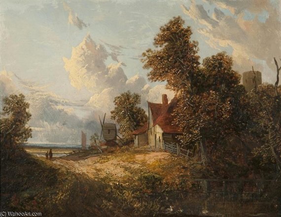 WikiOO.org - Encyclopedia of Fine Arts - Målning, konstverk John Paul - Tavern With Church