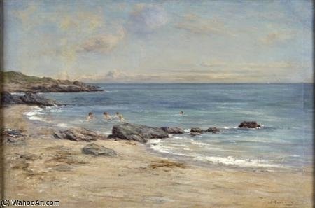 Wikioo.org - สารานุกรมวิจิตรศิลป์ - จิตรกรรม Joseph Henderson - Bathing On The Ayrshire Coast