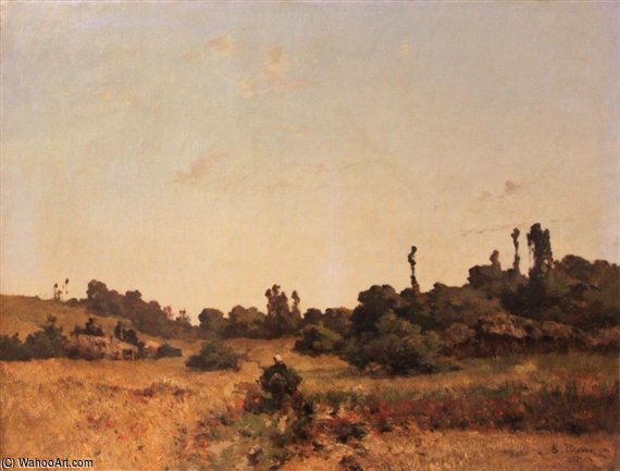 Wikioo.org - The Encyclopedia of Fine Arts - Painting, Artwork by Leon Germain Pelouse - Summer Fields Above Calais