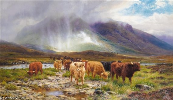 WikiOO.org - 백과 사전 - 회화, 삽화 Louis Bosworth Hurt - A Passing Shower, Glen Orchy