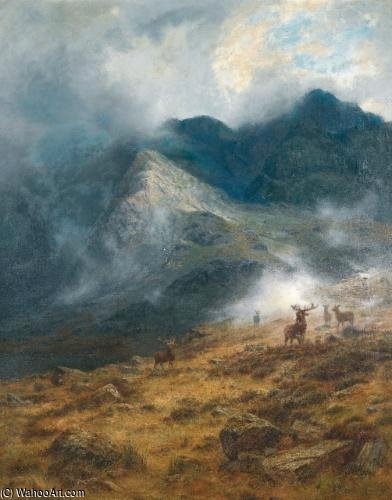 Wikioo.org – La Enciclopedia de las Bellas Artes - Pintura, Obras de arte de Louis Bosworth Hurt - Después de la ducha - Un Highland Brae