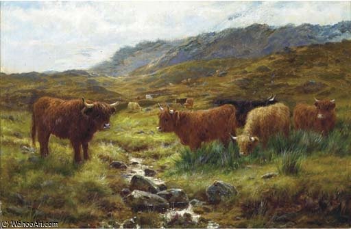Wikioo.org - The Encyclopedia of Fine Arts - Painting, Artwork by Louis Bosworth Hurt - Afternoon On A Perthshire Moorland